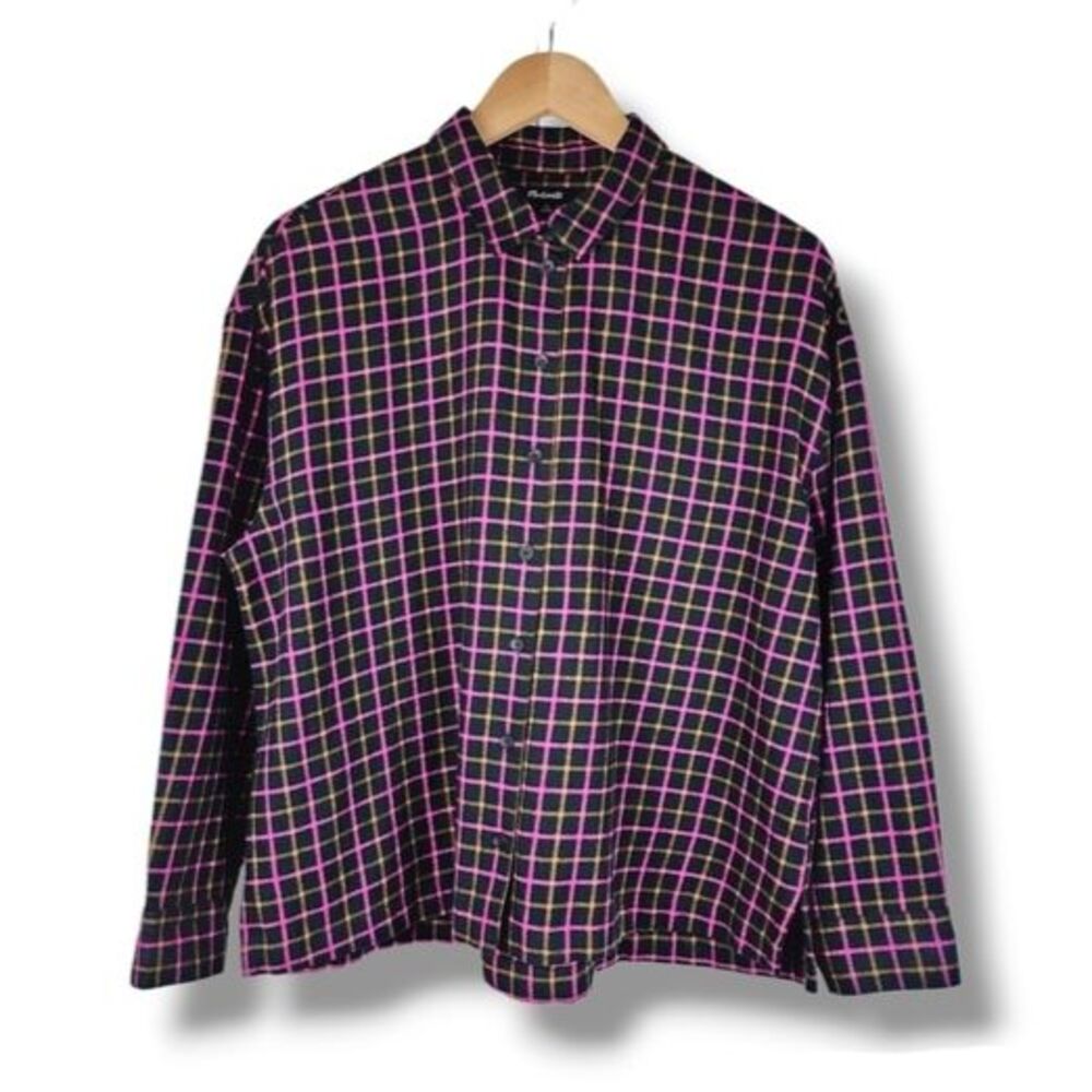 Madewell Plaid Flannel Boxy Shirt Crop Top Size M